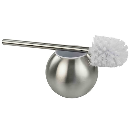 Home Basics HideAway Toilet Brush with Round Stainless Steel Hygienic Holder, Silver TB41169